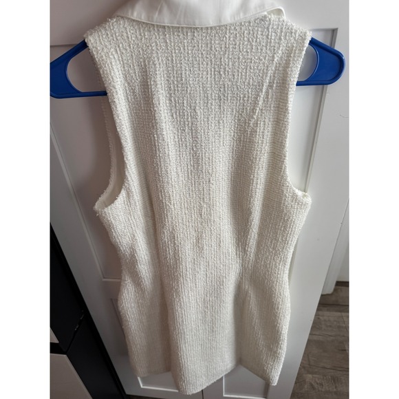 Beach Riot White Tweed Sleeveless Mini Dress Gold Button Front Size Medium NEW - Picture 4 of 4